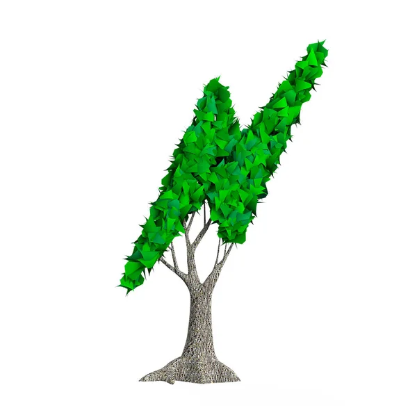 Baum mit grünen Blättern in Blitzform, 3D-Illustration — Stockfoto