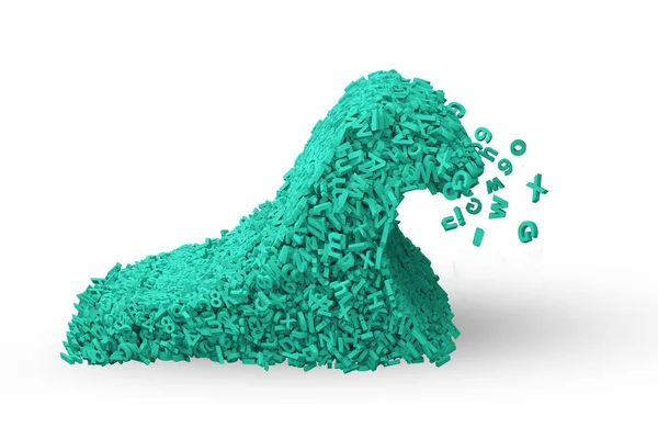 Concepto de Big Data. Enormes personajes verdes formaron olas. Ilustre 3D — Foto de Stock