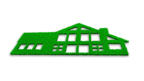 Grünes Gras in Hausform, 3D-Illustration — Stockfoto