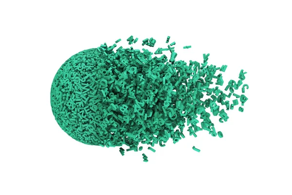 Big data ball formando o descomponiéndose como meteorito. Ilustración 3D —  Fotos de Stock