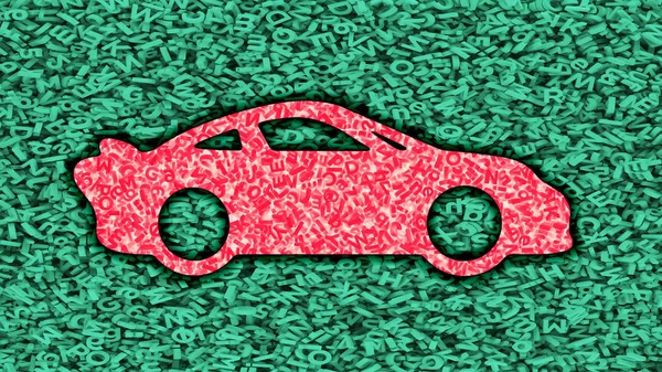 Applicazione di big data nel concetto di auto a guida autonoma. Illustrazione 3D — Foto Stock