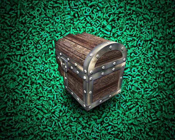 ビッグデータ、木の宝箱巨大な緑の文字の backgroun — ストック写真