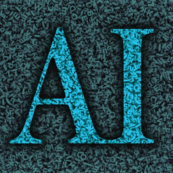 AI e Big data, enorme quantidade de caracteres de fundo, ilustração 3D — Fotografia de Stock