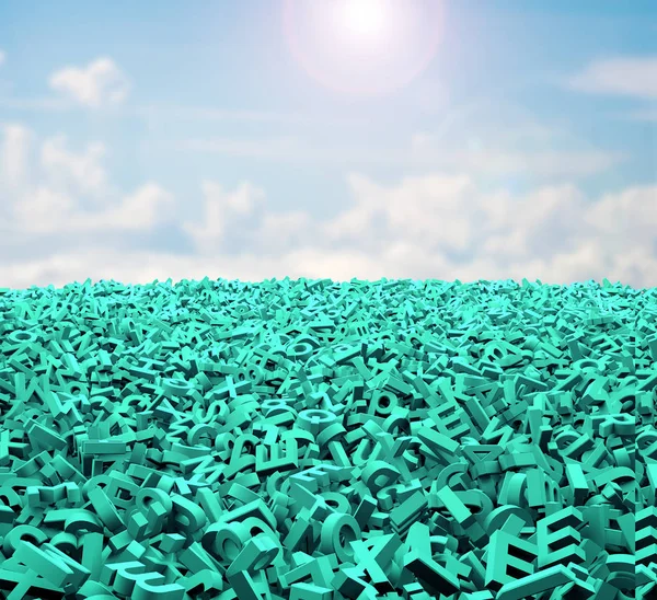 Big data concept, huge green characters, sunlight sky clouds — Stock Photo, Image