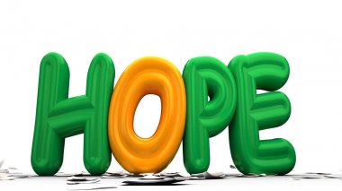 Yumurta bölme durgunluğu umut kelime, 3D render dışarı hatching.