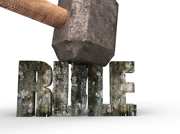 Balyoz çökertme kural beton kelime kırık, 3d render.