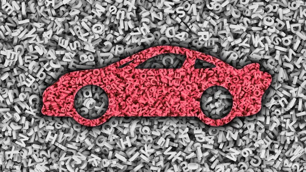 Applicazione di big data nel concetto di auto a guida autonoma. Illustrazione 3D — Foto Stock