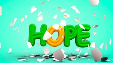 Yumurta bölme durgunluğu umut kelime, 3D render dışarı hatching.