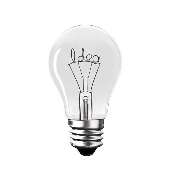 Glödlampa med idé ord tråd form. 3D-rendering. — Stockfoto