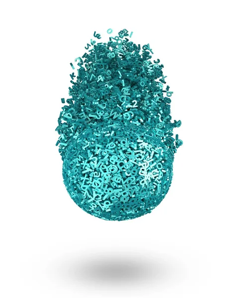 Grande palla di dati che si forma in forma di meteorite. Illustrazione 3D . — Foto Stock