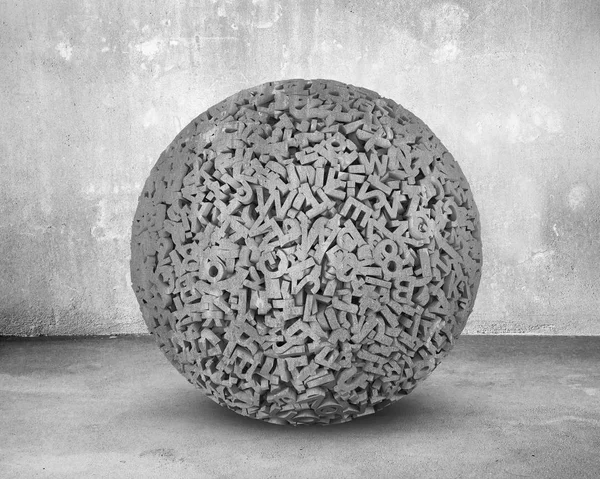 Büyük veri topu, beton malzeme karakterleri — Stok fotoğraf
