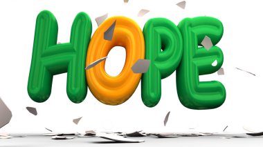 Yumurta bölme durgunluğu umut kelime, 3D render dışarı hatching.