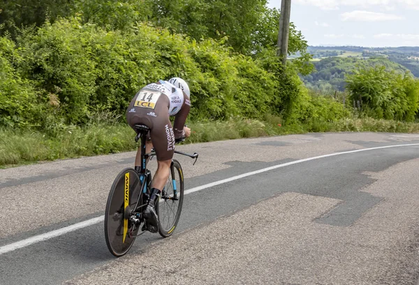 Bourgoing Jallieu Ranska Toukokuu 2017 Ranskalainen Pyöräilijä Julien Duval Ag2R — kuvapankkivalokuva