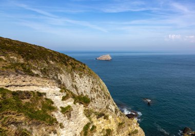 Zırh kıyı şeridi Brittany Kuzey Fransa, Cap Frehel yakın uçurumdan detay.