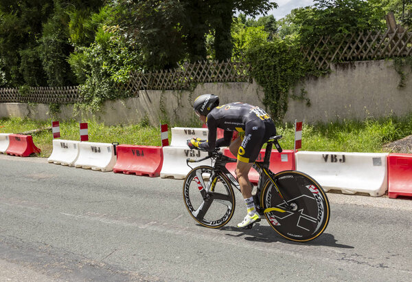 シャモニー モンブラン フランス 2017 フランスのサイクリストのクリテリウム ドフィネ 2017 時間試用段階 で直接エネルギー チームのトマ — ストック写真
