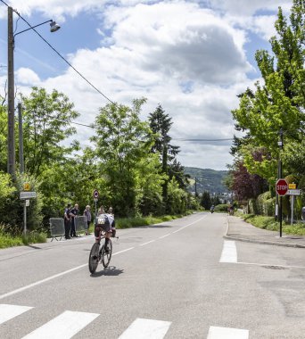 Bourgoin-Jallieu, Fransa-07, Mayıs, 2017: Alman bisikletçi takım zaman deneme aşamasında kriter du Dauphine 2017 4 sürme Sunweb, Johannes Frohlinger. 