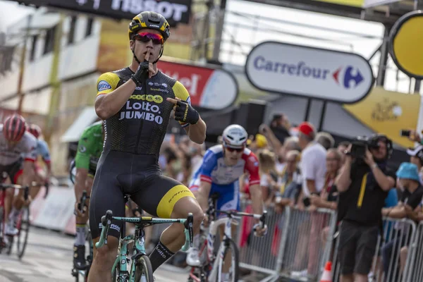 Γαλλία Chartres Ιουλίου 2018 Ολλανδικά Ποδηλάτης Dylan Groenewegen Lottonl Jumbo — Φωτογραφία Αρχείου