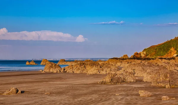Dziki Skalistej Plaży Bretanii Wybrzeżu Pkt Pancerza — Zdjęcie stockowe