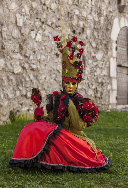 프랑스 베네치아 카니발 베니스의 아름다움을 사람의 프랑스 2014 초상화 — 스톡 사진