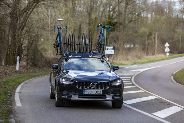 Movistar takımı - Paris-Nice 2019 teknik araba — Stok fotoğraf