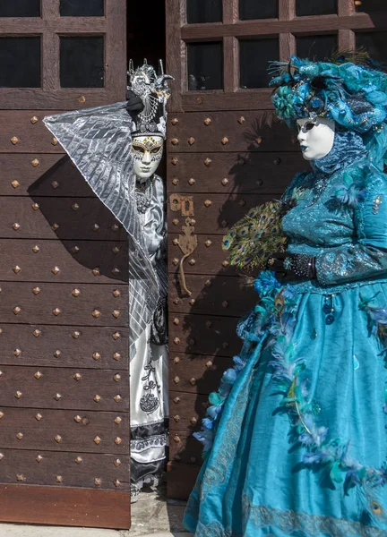 Casal disfarçado - Annecy Venetian Carnival 2014 — Fotografia de Stock