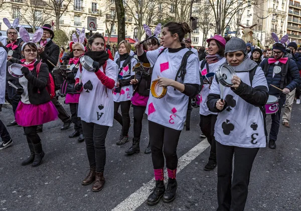 Grupo de Musicantes - Carnaval de Paris 2018 — Foto de Stock