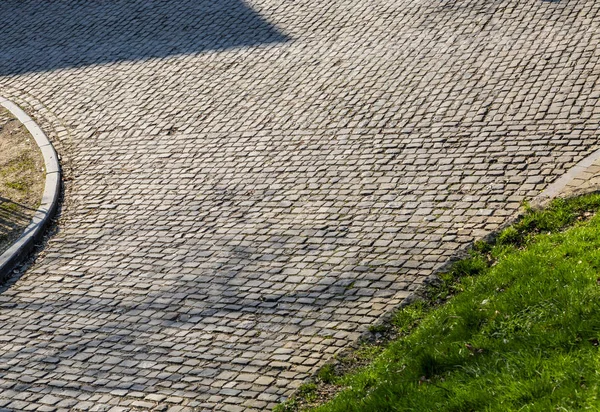 Detalj Berömda Vägskäl Kullerstensbelagda Vägen Muur Van Geraardsbergen Ligger Belgien — Stockfoto