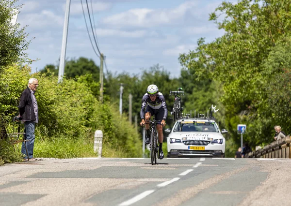 சைக்கிள் ஓட்டுநர் செர்ஜ் பவுலெஸ் - criterium du Dauphine 2017 — ஸ்டாக் புகைப்படம்