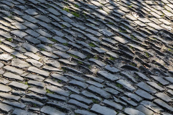 Detail of the famous cobblestone road Muur van Geraardsbergen located in Belgium. On this road every year is organized the famous one day road cycling race Tour of Flanders.