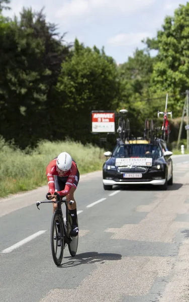 Der Radfahrer alberto contador - criterium du dauphine 2017 — Stockfoto