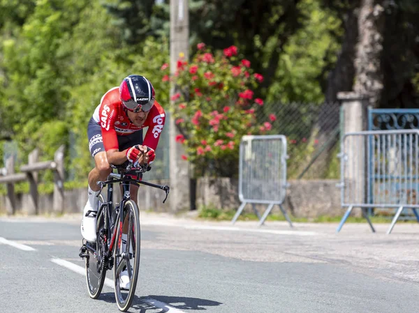 Rowerzysta Rafael Valls-Criterium du Dauphine 2017 — Zdjęcie stockowe