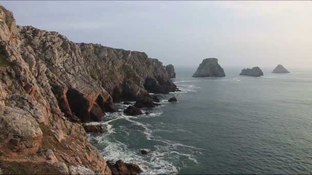 Pointe Pen Hir Fransa Nın Kuzey Batısında Brittany Kıyısında Bulunan — Stok video