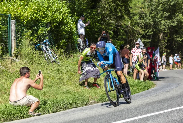 Cyklista Alejandro Valverde-trasa de France 2019 — Stock fotografie