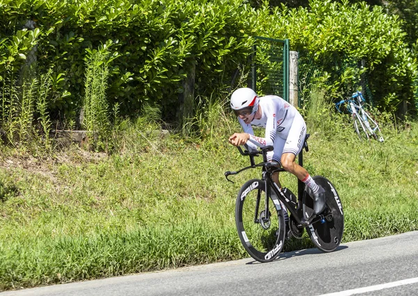 Rowerzysta Warren Barguil-Tour de France 2019 — Zdjęcie stockowe