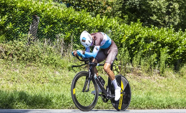 Rowerzysta Mikael Cherel-Tour de France 2019 — Zdjęcie stockowe