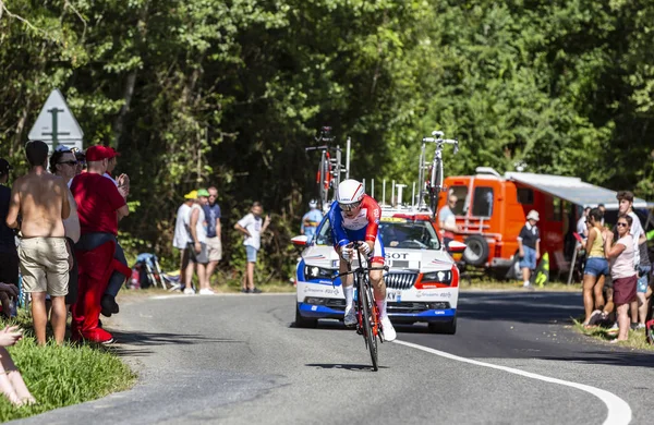 ボスダロス フランス 2019年7月19日 トゥール フランス2019のステージ13 個人タイムトライアル中に乗るチーム グループマFdjのフランスのサイクリスト デビッド ガウドゥ — ストック写真