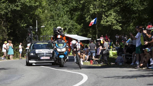 ボスダロス フランス 2019年7月19日 トゥール フランス2019のステージ13 個人タイムトライアル中に乗るチーム トレック セガフレドのオーストラリアのサイクリスト リッチー ポルト — ストック写真