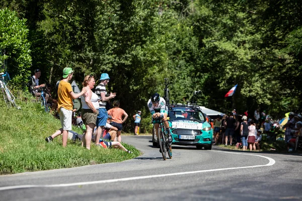 Bosdarros フランス 2019年7月19日 ツール フランス2019の第13ステージ 個人タイムトライアル中に乗馬チームBora Hansgroheのオーストリアのサイクリスト グレゴール ムールベルジェ — ストック写真