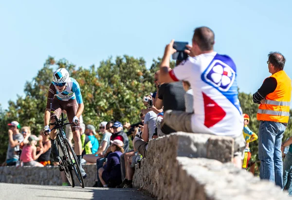 环法自行车赛 2016年7月15日 Ag2R Mondiale Team的法国自行车手Romain Bardet在环法自行车赛期间在Ardeche Gorges Col Serre Tourre进行个人计时赛 — 图库照片