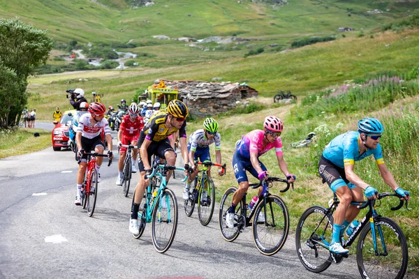 Col Iseran França Julho 2019 Peloton Escalando Estrada Para Col — Fotografia de Stock