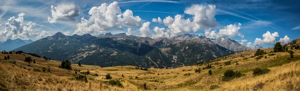 Panoramatický Obraz Massif Des Ecrins Viděný Silnice Stoupající Col Granon — Stock fotografie
