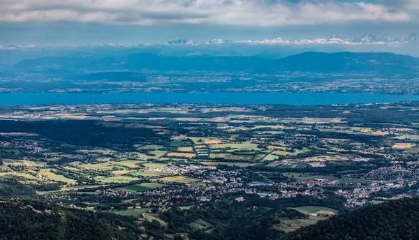 Blick Auf Den Lac Leman Und Die Alpen Vom Jura — Stockfoto