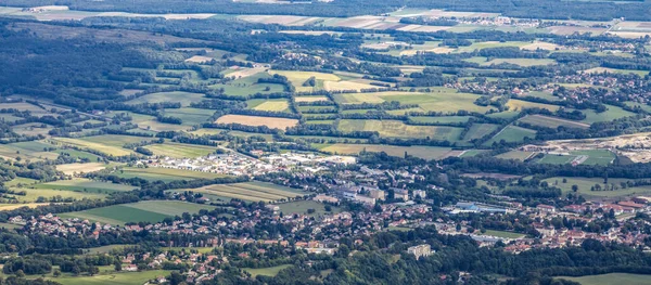 Luftaufnahme Ländlicher Ortschaften Fuße Des Jura Gebirges Frankreich — Stockfoto