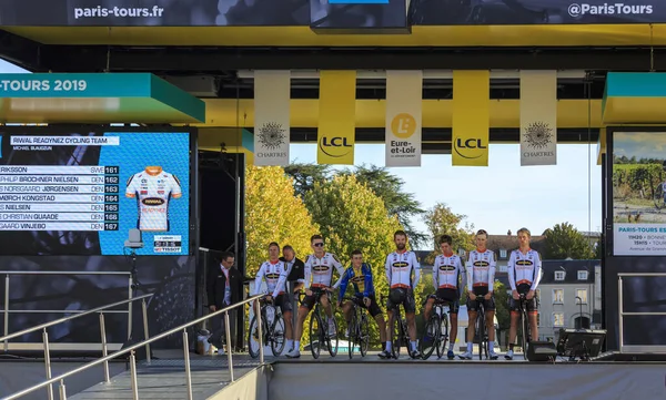 Chartres Francia Ottobre 2019 Team Riwal Readynez Cycling Sul Podio — Foto Stock