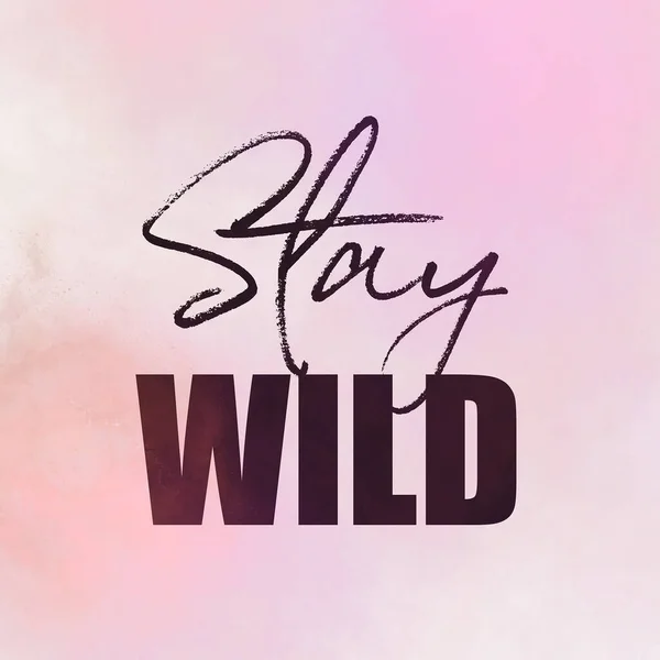 Ispirazione citazione - Stay Wild isolato su sfondo astratto rosa — Foto Stock