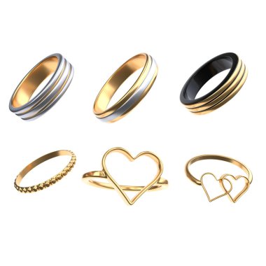 3D render yüzük beyaz arka plan jpeg ayarla