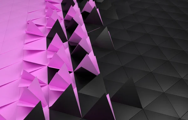 Ilustração Triangular Pano Fundo Rosa Preto Render — Fotografia de Stock