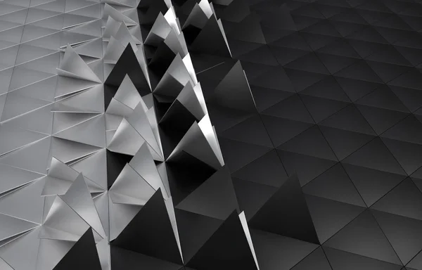 Ilustração Triangular Pano Fundo Prata Preto Render — Fotografia de Stock