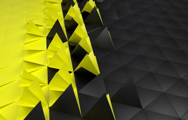 Ilustração Triangular Fundo Amarelo Preto Render — Fotografia de Stock