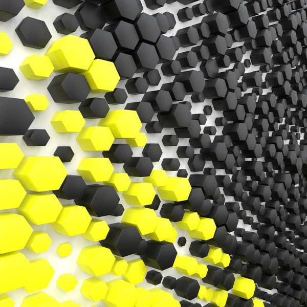 Illustration Abstract Yellow Black Hexagon Background Render — Stock Photo, Image
